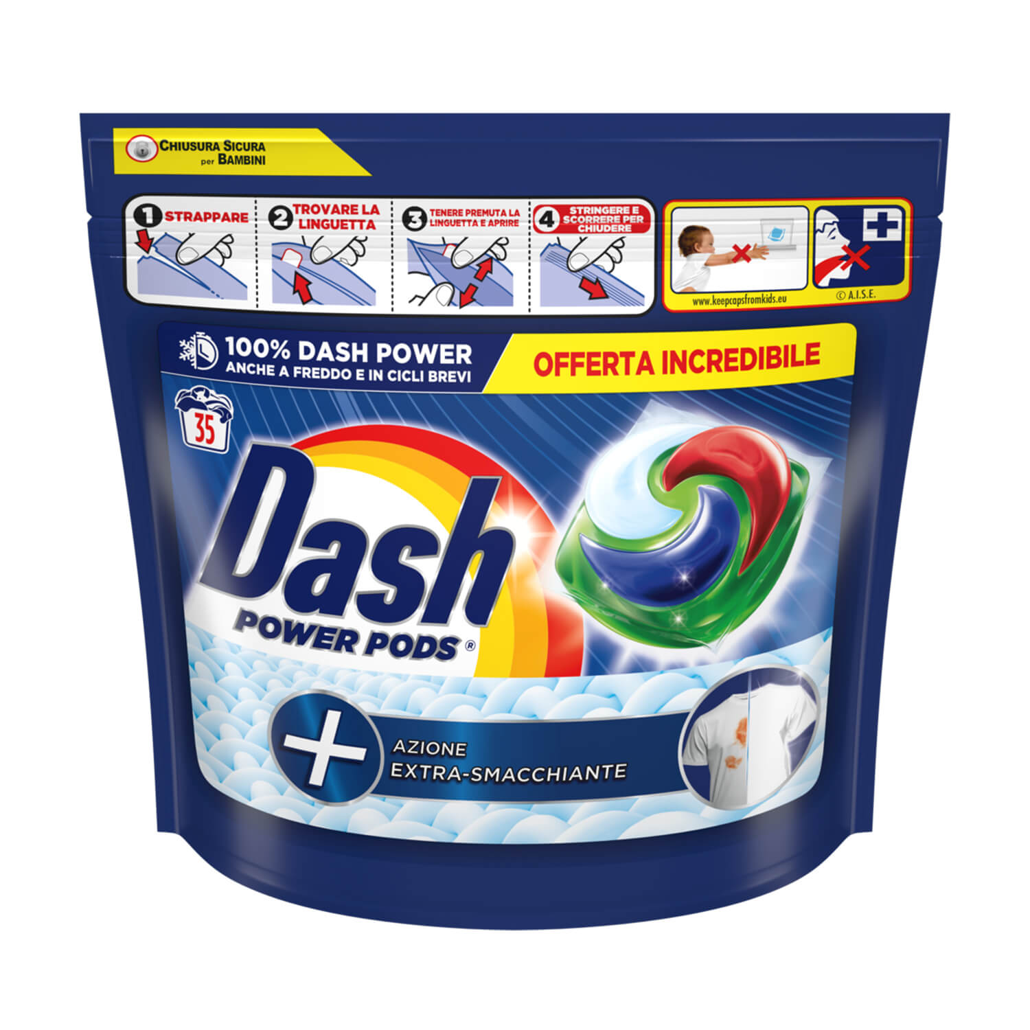 Dash Power Pods Detersivo Lavatrice In Capsule, Azione Extra
