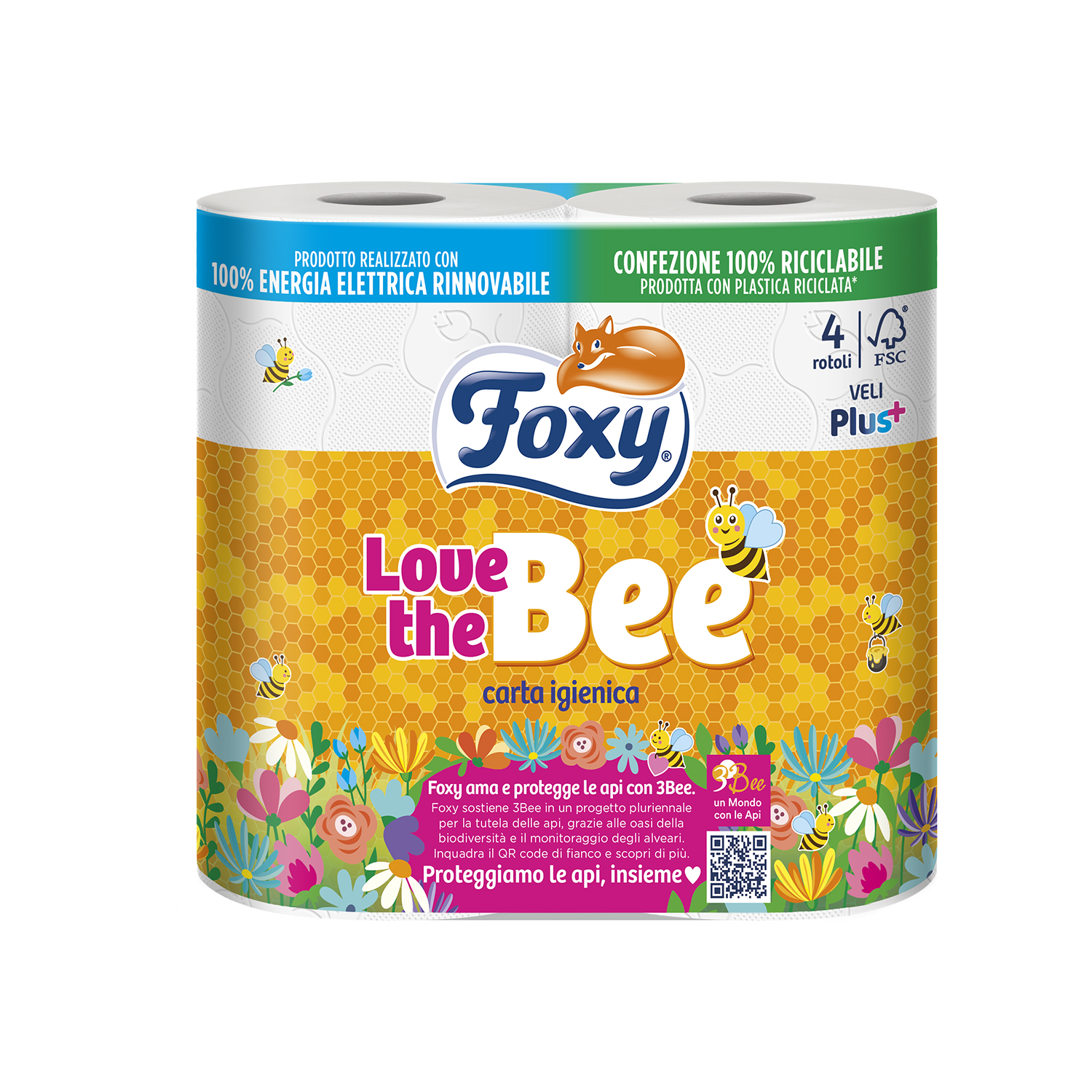 IGIENICA FOXY LOVE THE BEE CON TRAMA 2 VELI 4 PZ